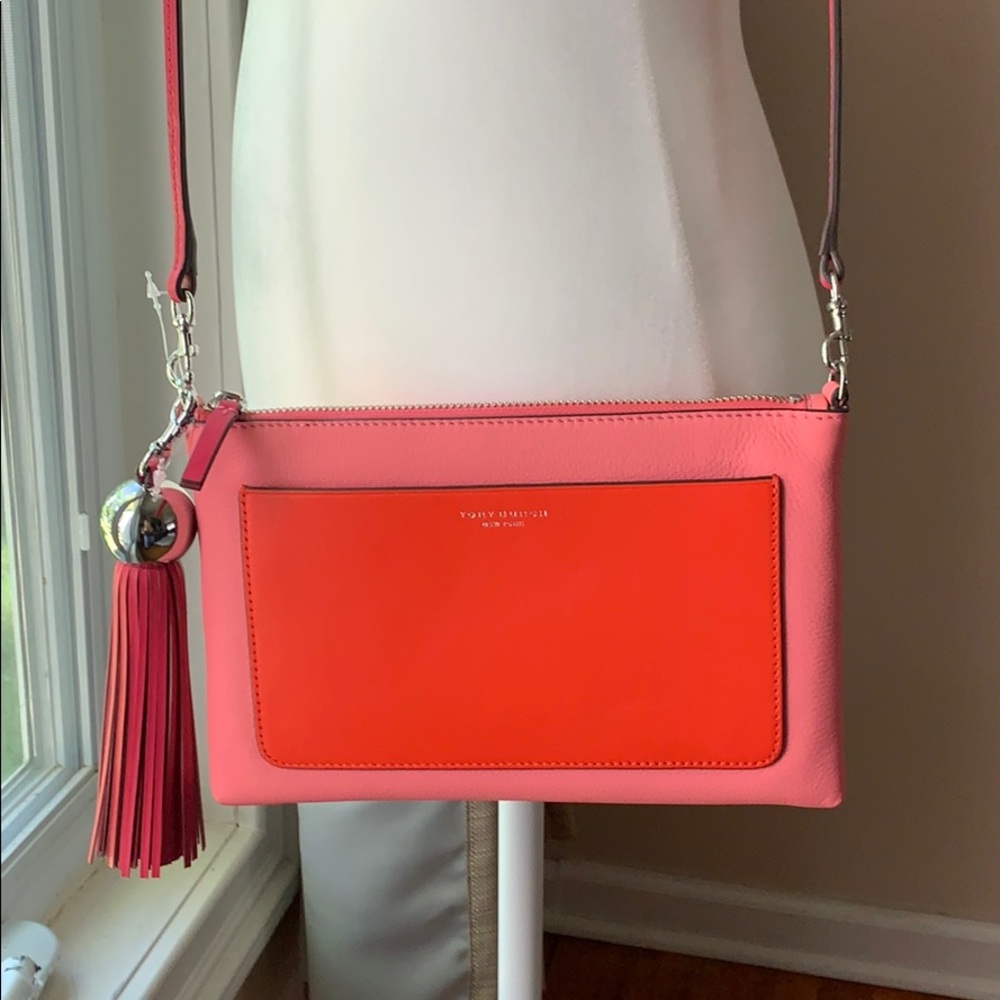 Tory Burch Color-Block Leather Tassel Cross-Body